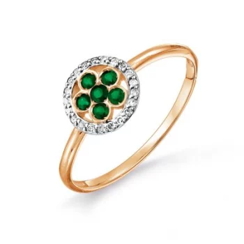 Кольцо с изумрудами и бриллиантами Линии Любви(Кольцо Т141017664)